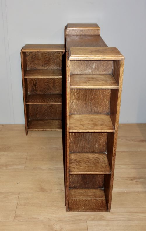 MULTISIDED OAK ART DECO OPEN BOOKCASE - ADDITIONAL PHOTO 4