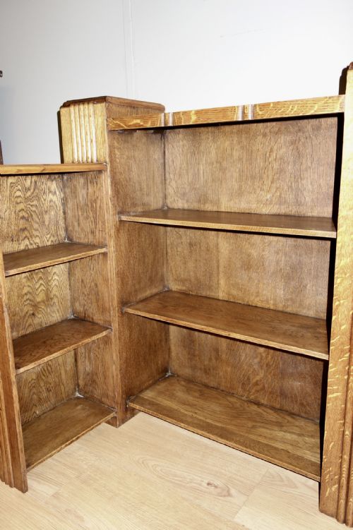 MULTISIDED OAK ART DECO OPEN BOOKCASE - ADDITIONAL PHOTO 5