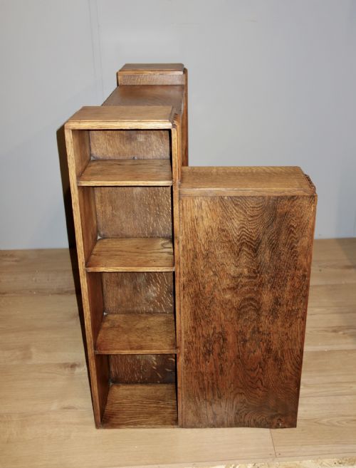 MULTISIDED OAK ART DECO OPEN BOOKCASE - ADDITIONAL PHOTO 7