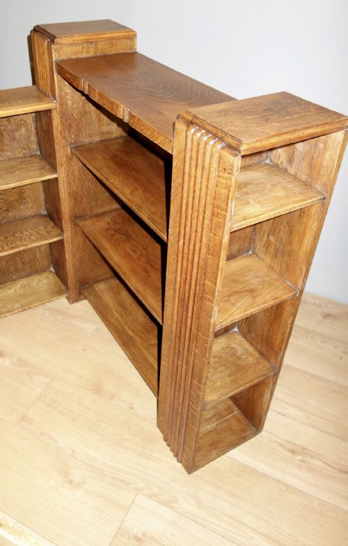 MULTISIDED OAK ART DECO OPEN BOOKCASE - ADDITIONAL PHOTO 9