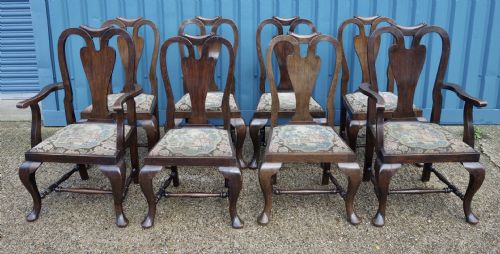 SET OF EIGHT HEAVY OAK DINING CHAIRS - ADDITIONAL PHOTO 1