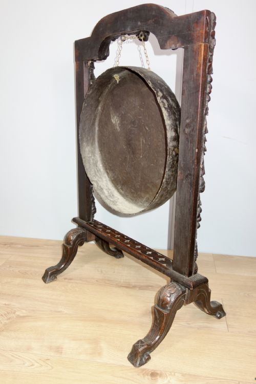 CARVED OAK VICTORIAN GONG - ADDITIONAL PHOTO 2