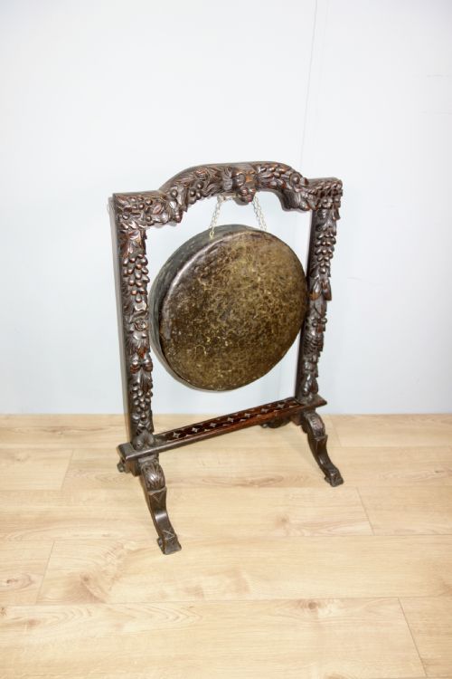 CARVED OAK VICTORIAN GONG - ADDITIONAL PHOTO 5