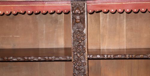 CARVED OAK VICTORIAN OPEN BOOKCASE - ADDITIONAL PHOTO 4