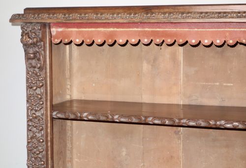CARVED OAK VICTORIAN OPEN BOOKCASE - ADDITIONAL PHOTO 6