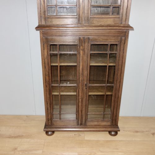 SLIM NARROW OAK GLAZED BOOKCASE - ADDITIONAL PHOTO 5