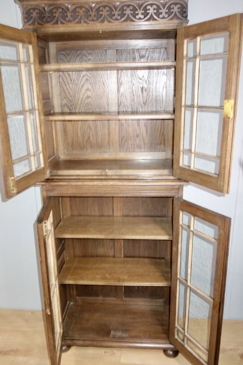 SLIM NARROW OAK GLAZED BOOKCASE - ADDITIONAL PHOTO 6