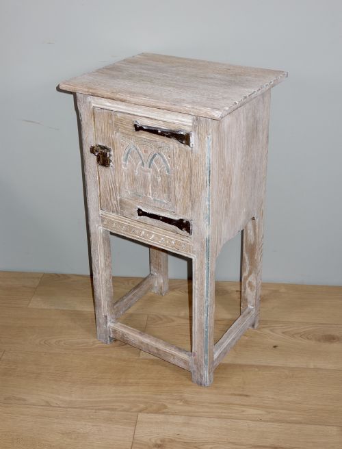 limed oak arts crafts bedside cabinet - CATEGORY: ANTIQUE CABINETS - DATED 1930