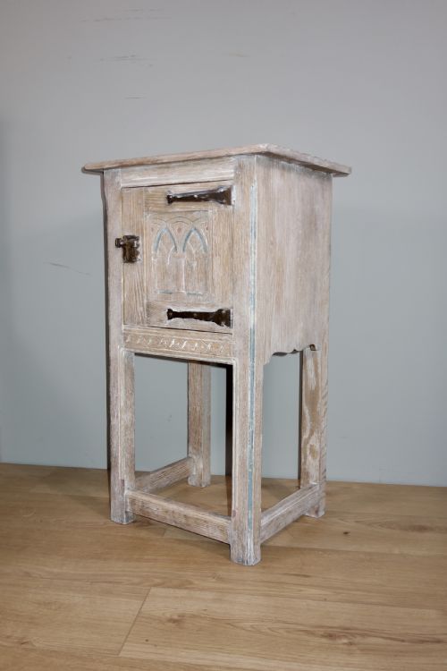 LIMED OAK ARTS CRAFTS BEDSIDE CABINET - ADDITIONAL PHOTO 1