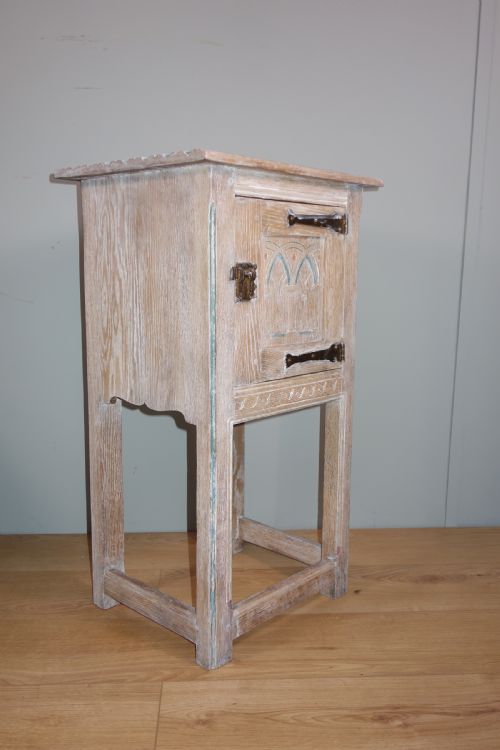 LIMED OAK ARTS CRAFTS BEDSIDE CABINET - ADDITIONAL PHOTO 7