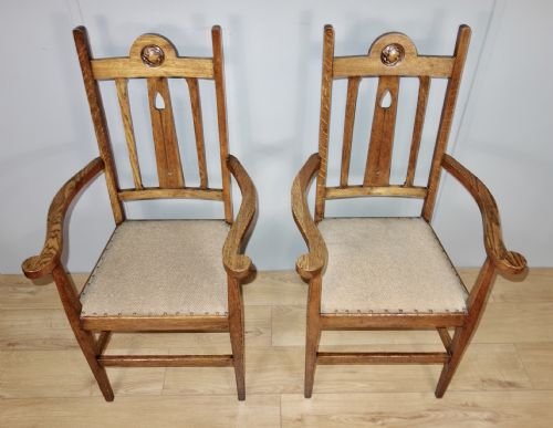PAIR OF OAK ARTS CRAFTS CHAIRS - ADDITIONAL PHOTO 3
