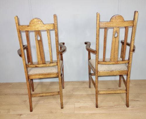 PAIR OF OAK ARTS CRAFTS CHAIRS - ADDITIONAL PHOTO 4