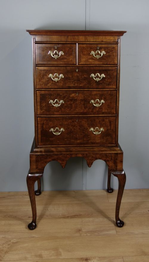 walnut chest of drawers on stand - CATEGORY: ANTIQUE CHEST OF DRAWERS - DATED 1930