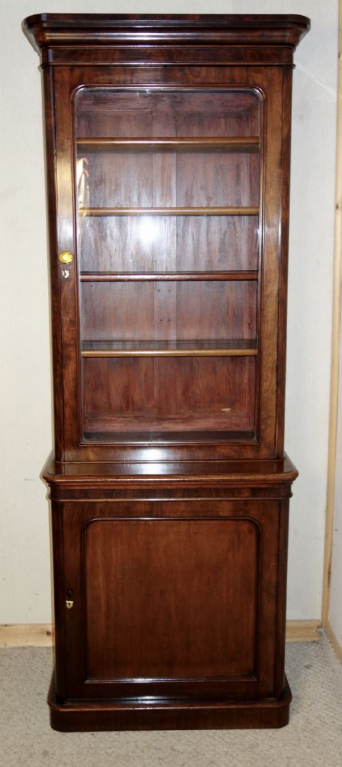 tall narrow victorian mahogany bookcase - CATEGORY: ANTIQUE BOOKCASES - DATED VICTORIAN