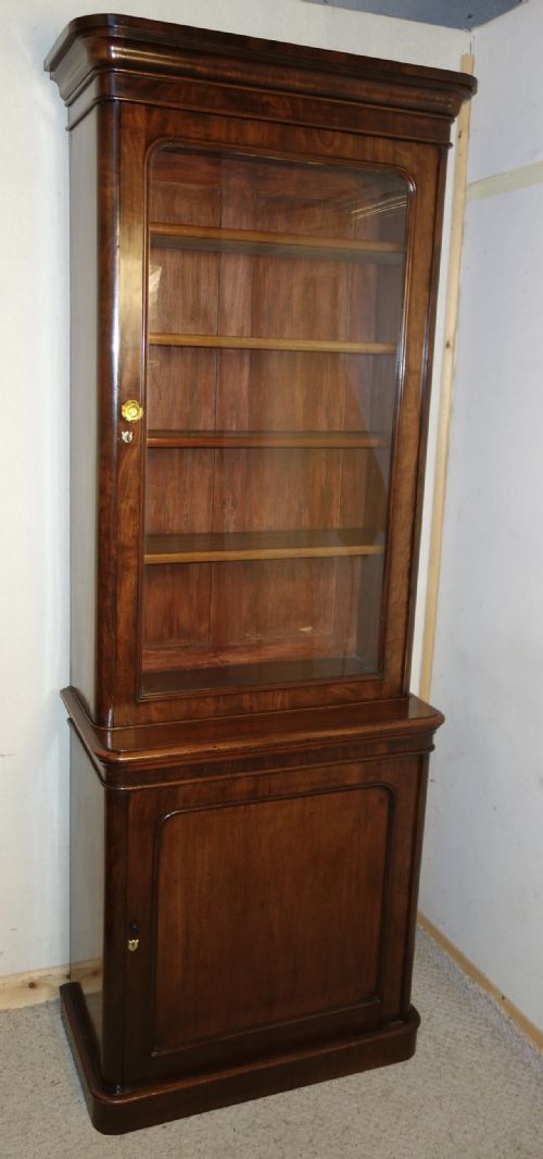 TALL NARROW VICTORIAN MAHOGANY BOOKCASE - ADDITIONAL PHOTO 3
