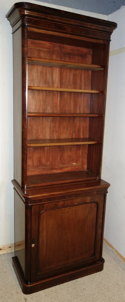 TALL NARROW VICTORIAN MAHOGANY BOOKCASE - ADDITIONAL PHOTO 6