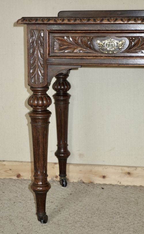 VICTORIAN OAK WRITING TABLE - ADDITIONAL PHOTO 4