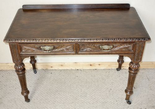 VICTORIAN OAK WRITING TABLE - ADDITIONAL PHOTO 7