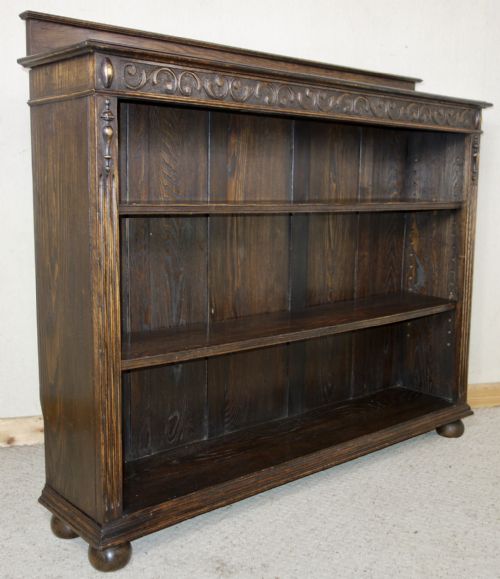 CARVED OAK OPEN BOOKCASE - ADDITIONAL PHOTO 2