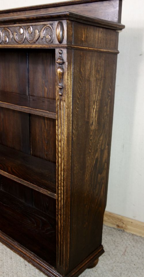 CARVED OAK OPEN BOOKCASE - ADDITIONAL PHOTO 5