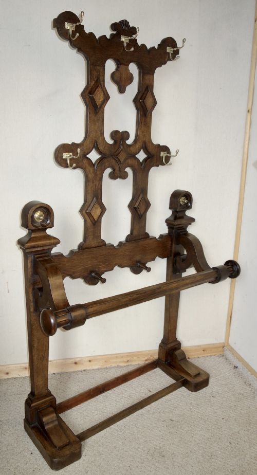 edwardian oak hall stand - CATEGORY: ANTIQUE FURNITURE - DATED EDWARDIAN