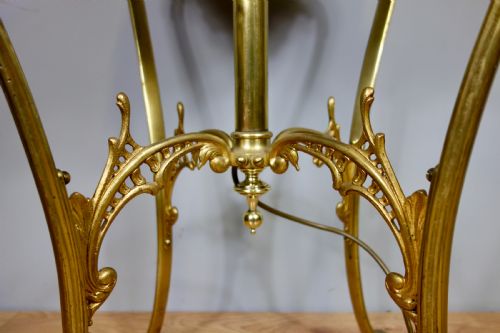 EDWARDIAN BRASS MAHOGANY STANDARD LAMP - ADDITIONAL PHOTO 3