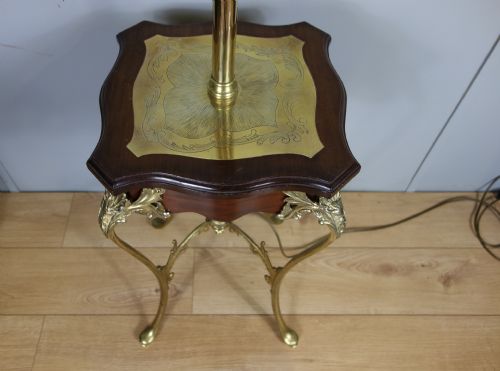 EDWARDIAN BRASS MAHOGANY STANDARD LAMP - ADDITIONAL PHOTO 7