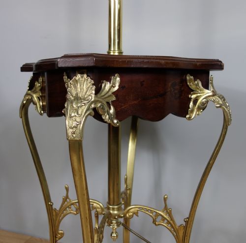 EDWARDIAN BRASS MAHOGANY STANDARD LAMP - ADDITIONAL PHOTO 8