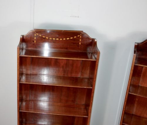MATCHED PAIR OF EDWARDIAN MAHOGANY INLAY BOOKCASES - ADDITIONAL PHOTO 2