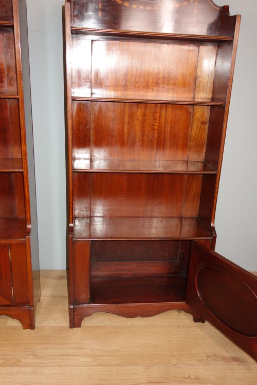 MATCHED PAIR OF EDWARDIAN MAHOGANY INLAY BOOKCASES - ADDITIONAL PHOTO 9