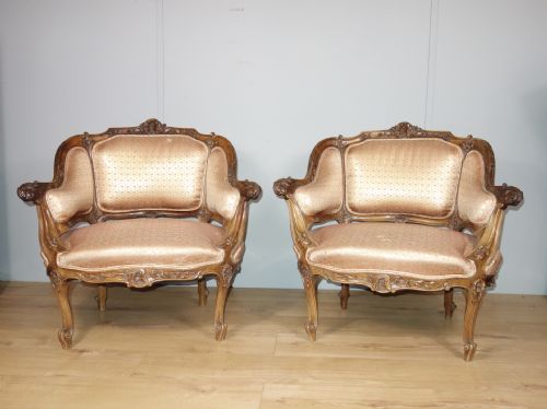 pair of carved fauteuil chairs - CATEGORY: ANTIQUE CHAIRS - DATED 1880