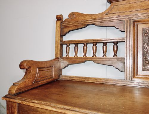 VICTORIAN OAK SETTLE - ADDITIONAL PHOTO 2