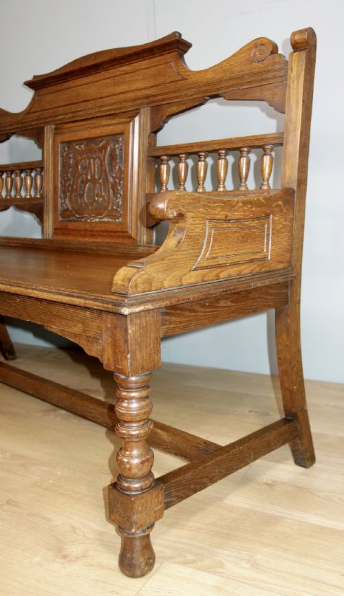 VICTORIAN OAK SETTLE - ADDITIONAL PHOTO 7