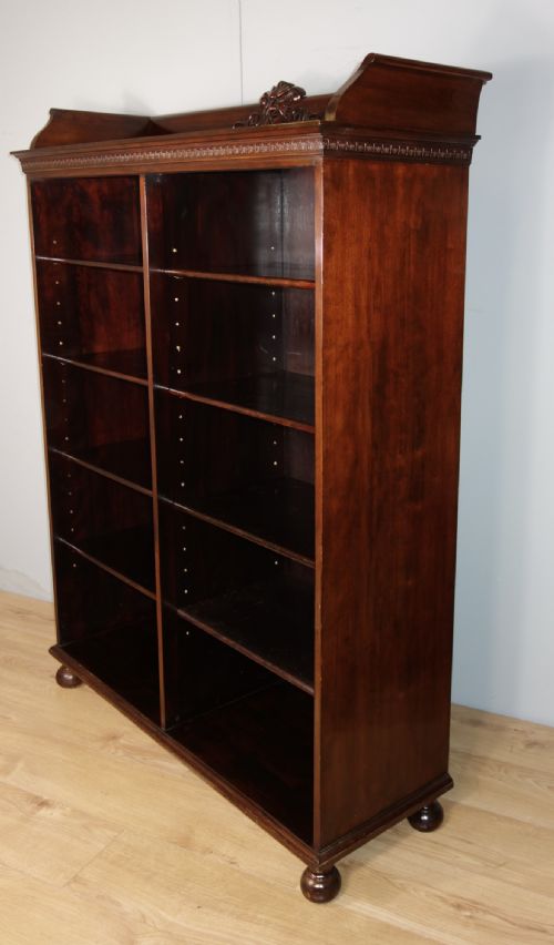 VICTORIAN DOUBLE SECTION OPEN MAHOGANY BOOKCASE - ADDITIONAL PHOTO 1