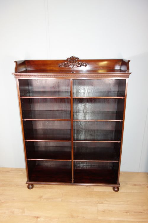 VICTORIAN DOUBLE SECTION OPEN MAHOGANY BOOKCASE - ADDITIONAL PHOTO 2