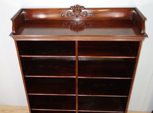 VICTORIAN DOUBLE SECTION OPEN MAHOGANY BOOKCASE - ADDITIONAL PHOTO 3