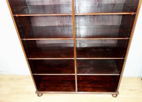VICTORIAN DOUBLE SECTION OPEN MAHOGANY BOOKCASE - ADDITIONAL PHOTO 4