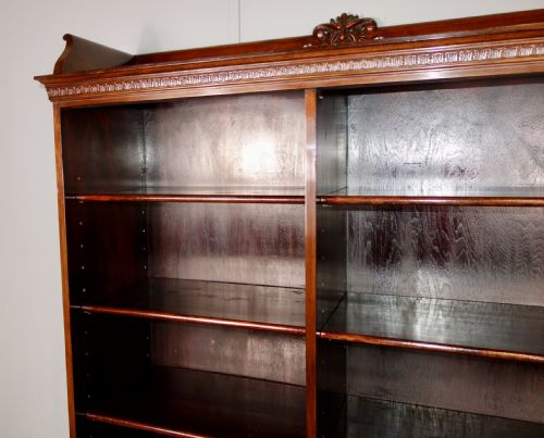 VICTORIAN DOUBLE SECTION OPEN MAHOGANY BOOKCASE - ADDITIONAL PHOTO 6