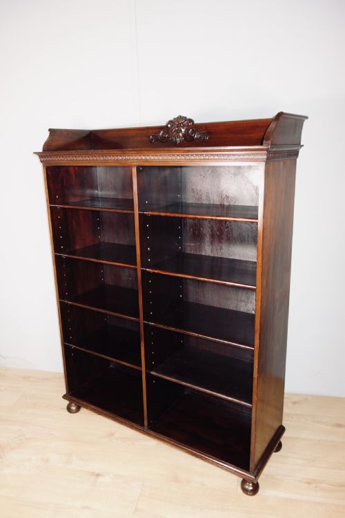 VICTORIAN DOUBLE SECTION OPEN MAHOGANY BOOKCASE - ADDITIONAL PHOTO 9