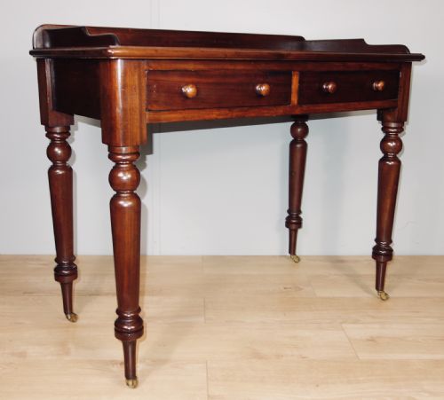 LEATHER MAHOGANY TWO DRAWER WRITING TABLE - ADDITIONAL PHOTO 5
