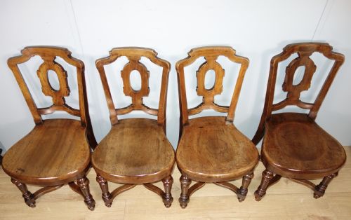SET OF FOUR LIGHT MAHOGANY VICTORIAN HALL CHAIRS - ADDITIONAL PHOTO 1