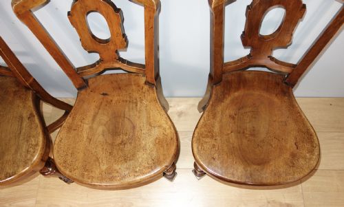 SET OF FOUR LIGHT MAHOGANY VICTORIAN HALL CHAIRS - ADDITIONAL PHOTO 3