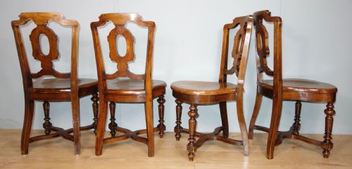 SET OF FOUR LIGHT MAHOGANY VICTORIAN HALL CHAIRS - ADDITIONAL PHOTO 5