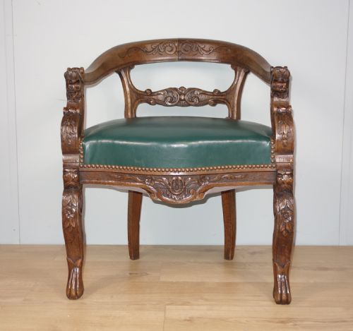 CARVED OAK VICTORIAN DESK CHAIR - ADDITIONAL PHOTO 1