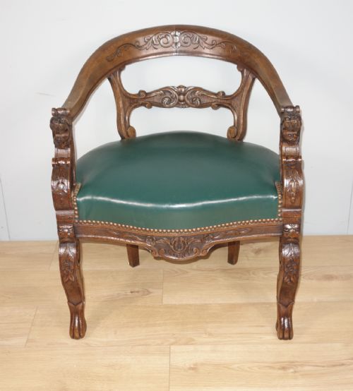CARVED OAK VICTORIAN DESK CHAIR - ADDITIONAL PHOTO 4