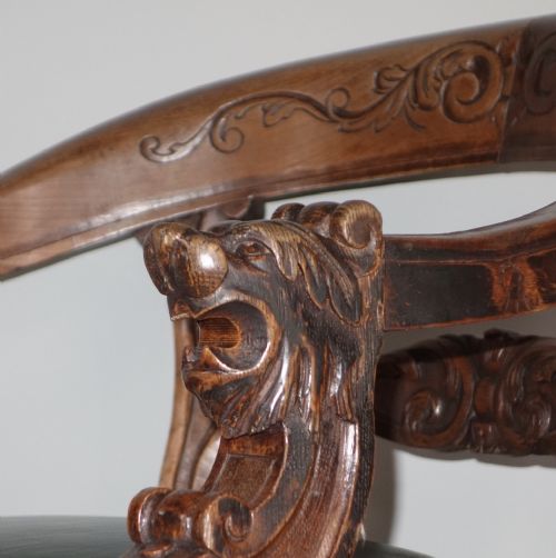 CARVED OAK VICTORIAN DESK CHAIR - ADDITIONAL PHOTO 5
