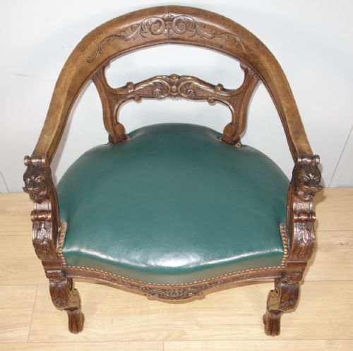 CARVED OAK VICTORIAN DESK CHAIR - ADDITIONAL PHOTO 6