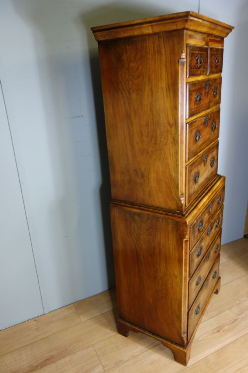 WALNUT CHEST ON CHEST OF DRAWERS - ADDITIONAL PHOTO 6