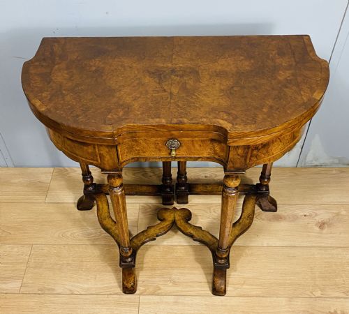 LATE VICTORIAN BURR WALNUT CARD TABLE - ADDITIONAL PHOTO 3