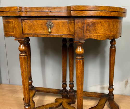 LATE VICTORIAN BURR WALNUT CARD TABLE - ADDITIONAL PHOTO 4